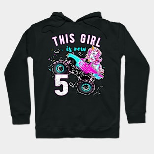 Monster Truck Unicorn Girls 5Th Birthday Daughter Hoodie